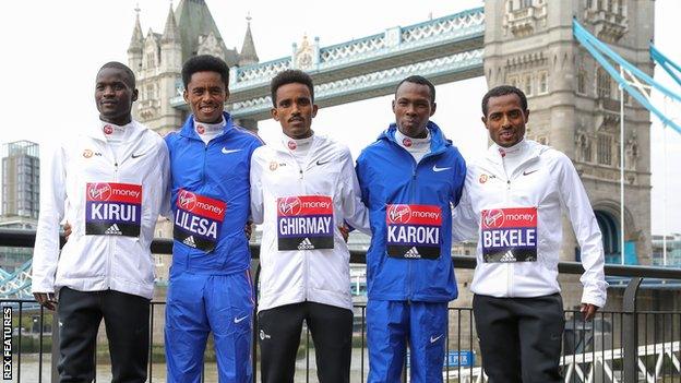 Ethiopian legend Kenenisa Bekele (right) leads a top class field in London