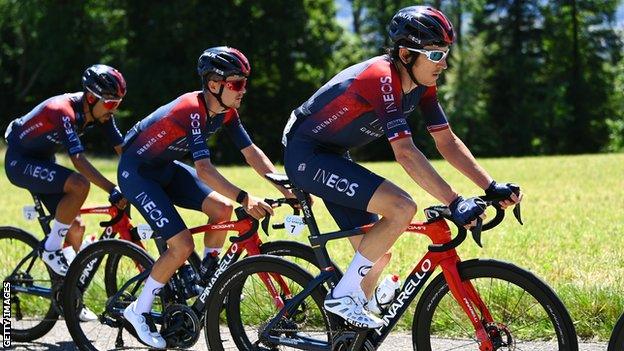 Geraint Thomas and Tom Pidcock at the Tour de Suisse