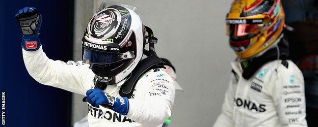 Vatteri Bottas celebrates