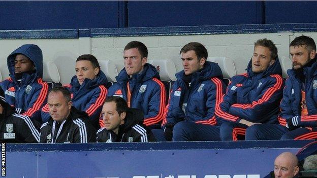 Saido Berahino (left) has been a fixture on the West Bromwich Albion bench since the start of November