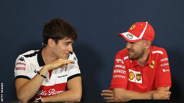 Charles Leclerc and Sebastian Vettel