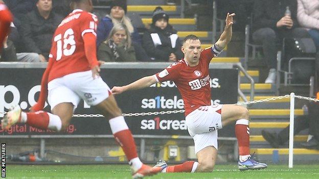 Andreas Weimann celebrates his 15th goal of the season