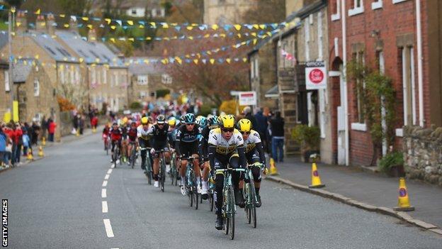 Cyclists during the Tour de Yorkshire