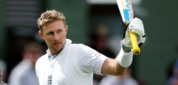 Joe Root walks off after England declare