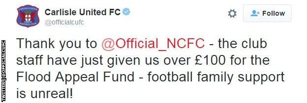 Carlisle United tweet