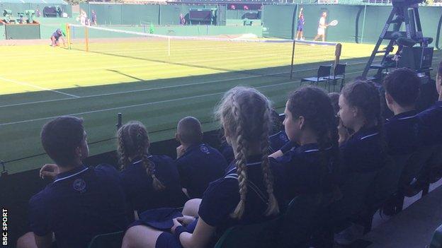 Ball boys and girls training at Wimbledon