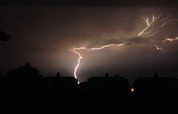 Storm over Sale, Greater Manchester, at about 22:22 BST on Wednesday