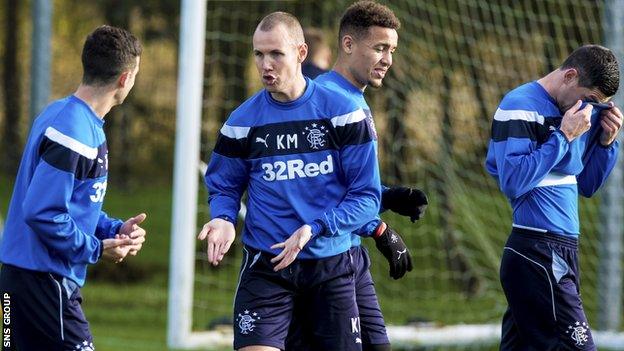 Kenny Miller training with his Rangers team-mates