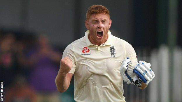 England's Jonny Bairstow celebrates his century