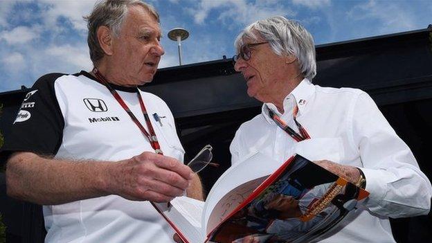 Mclaren founder Tyler Alexander (left) with F1 supremo Bernie Ecclestone