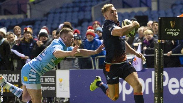 Duhan van der Merwe broke clear to score the opening try at Murrayfield