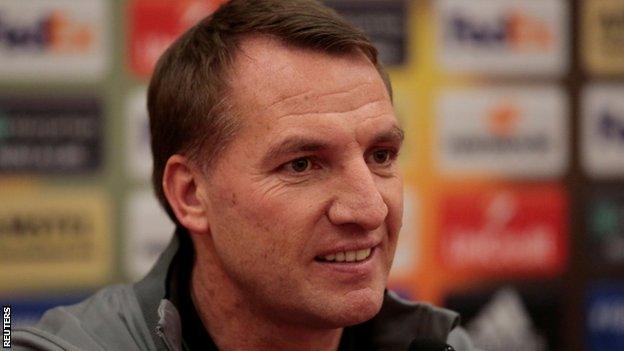 Celtic manager Brendan Rodgers speaks to the media before their second leg against Zenit