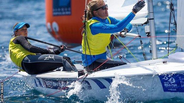 Hannah Mills and Saskia Clark racing in France