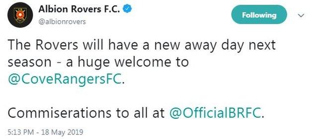 Albion Rovers twitter