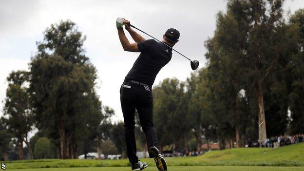 Dustin Johnson at the Riviera Country Club