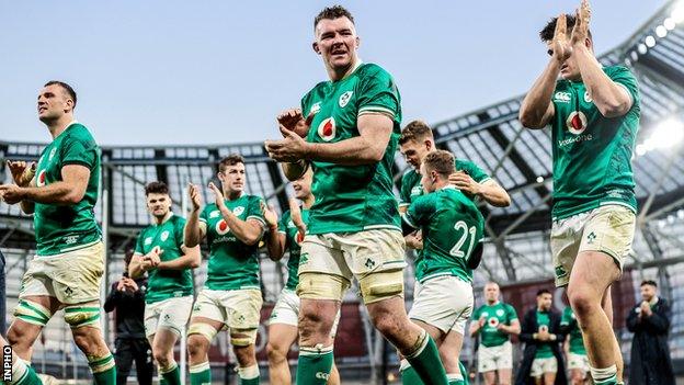 Ireland applaud their fans after beating Argentina in Dublin