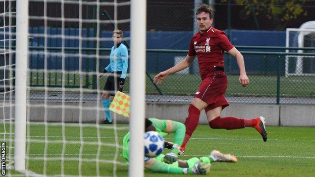 Liam Millar scores for Liverpool Under-19s