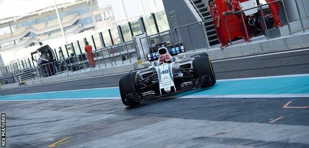 Robert Kubica in action during the Formula 1 testing in United Arab Emirates on 28 Nov 2017