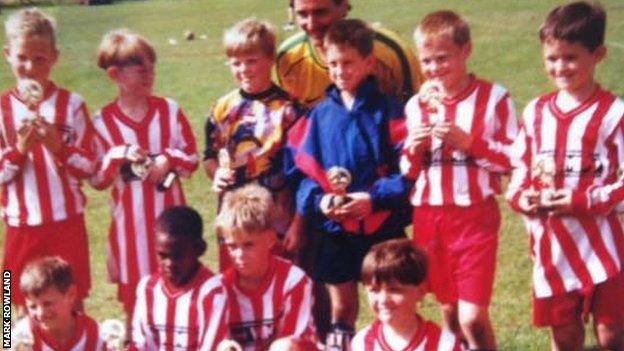 Chris Gunter (back row, second from right) made an early mark with Newport side Albion Rovers