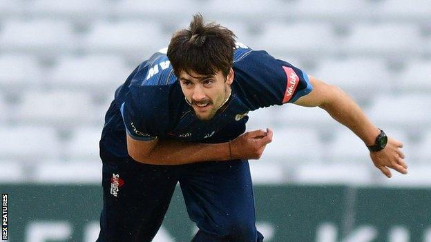 George Scrimshaw bowls for Derbyshire