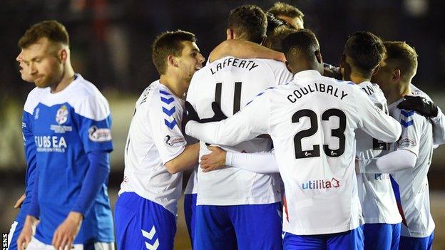 Rangers celebrate Andy Halliday's opening goal