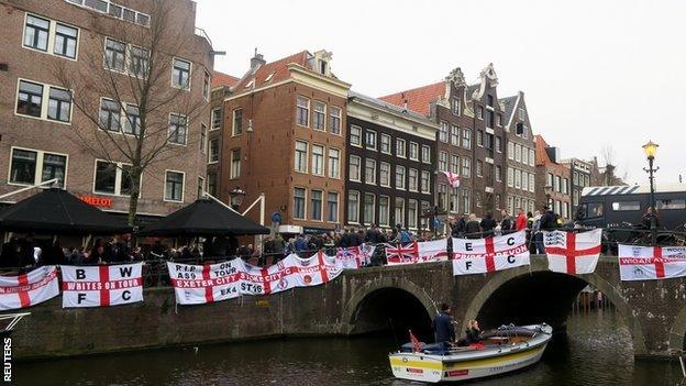 England flags along the canal