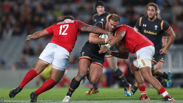 Centre Jamie Roberts led Wales from the front against Tonga