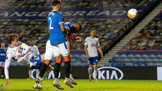 Rangers' Alfredo Morelos scores