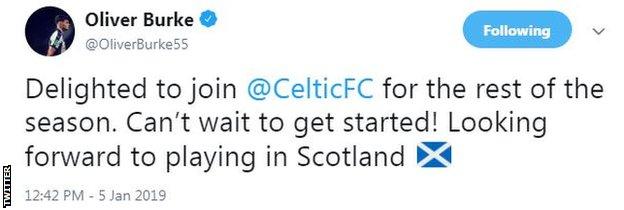 Oliver Burke tweet