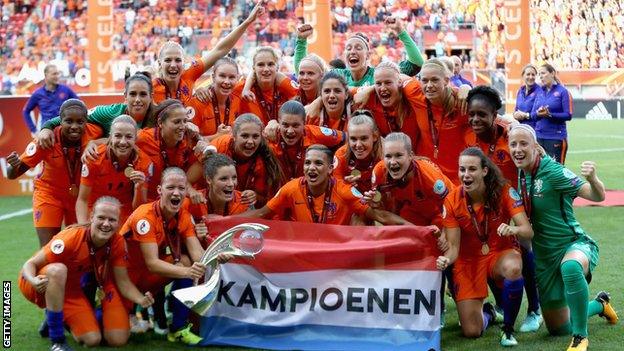 The Netherlands celebrate winning Euro 2017