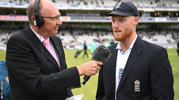 Jonathan Agnew, who joined the BBC Test Match Special team in 1991, interviews England captain Ben Stokes