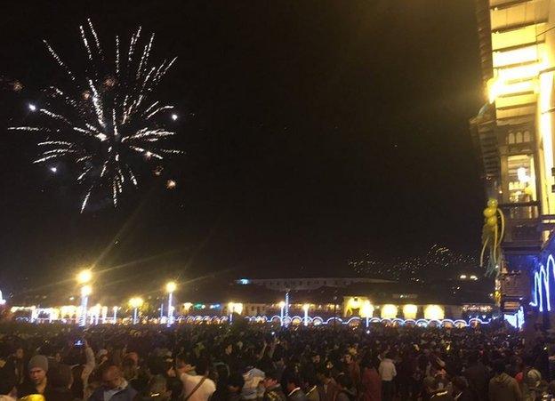 Firework display in Peru, South America