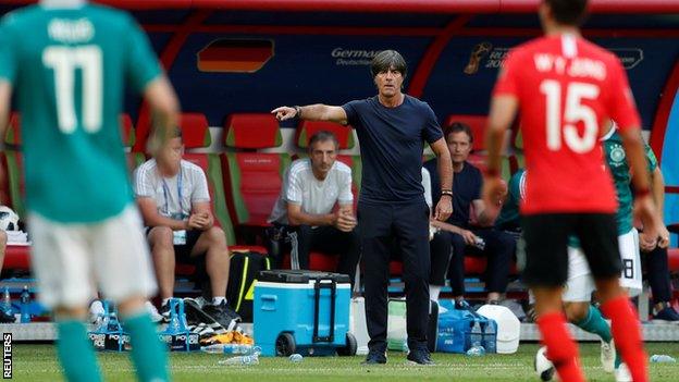 Joachim Low signals to his players in Germany's defeat to South Korea