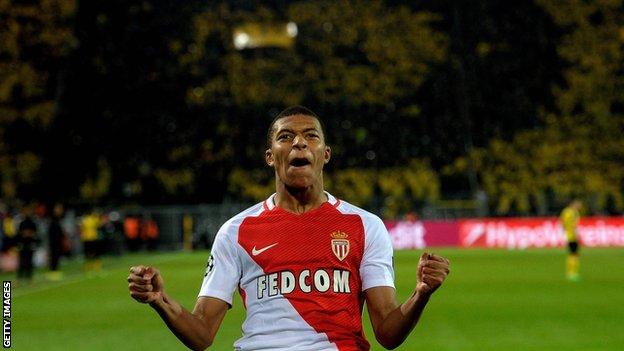 Kylian Mbappe celebrates his second