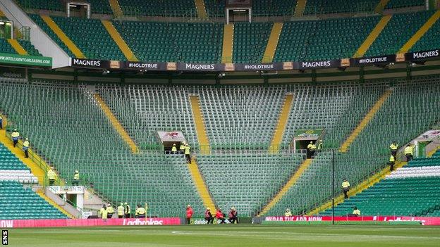 The safe standing area at Celtic Park