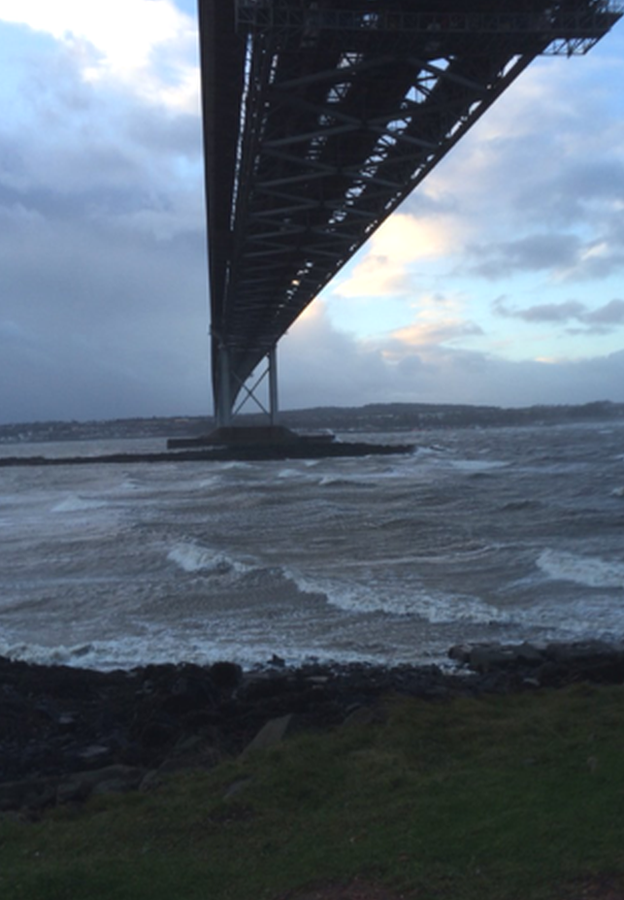 Choppy sea under the Forth Road Bridge Pic: Steven Godden