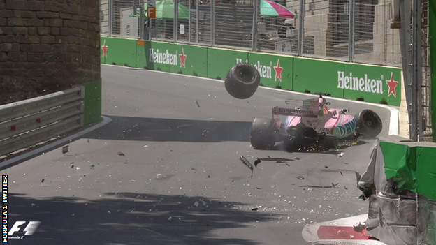 Sergio Perez crash