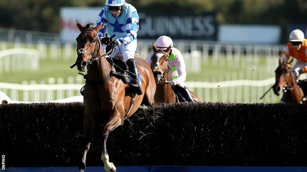 God's Own clears the final fence before going on to win the Champion Chase by two lengths