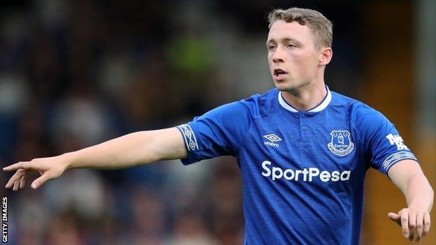 Matthew Pennington in action for Everton