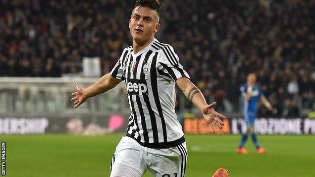 Paulo Dybala celebrates scoring