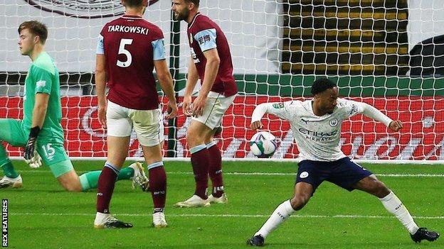 Manchester City score against Burnley in the Carabao Cup