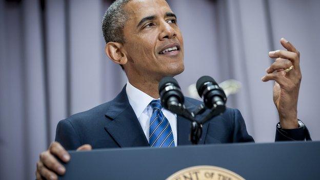 President Obama, giving a speech in Washington in August