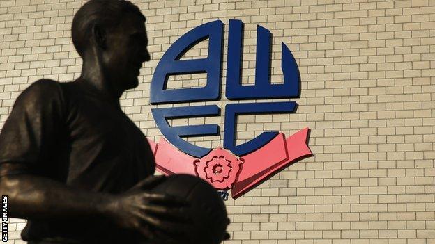 Nat Lotfhouse statue in front on Bolton's Stadium