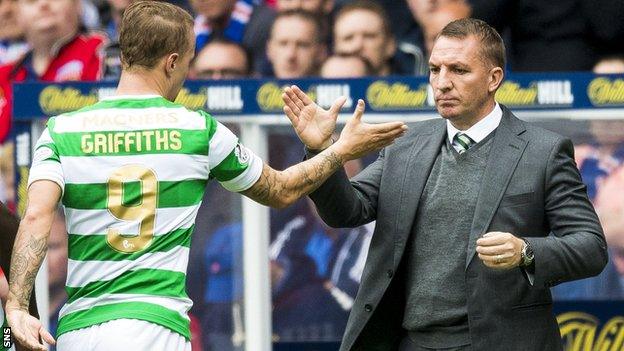 Celtic striker Leigh Griffiths and manager Brendan Rodgers