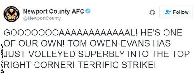 Tom Owen-Evans will at least have the footage and this tweet to remember the non-goal by