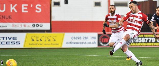 Dougie Imrie scores from the spot for Hamilton