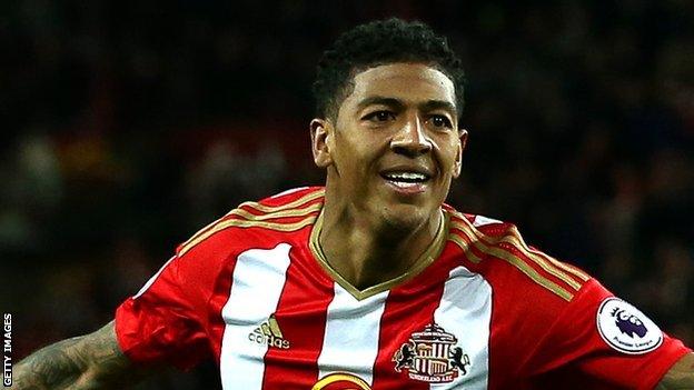 Patrick van Aanholt celebrates scoring for Sunderland against Watford