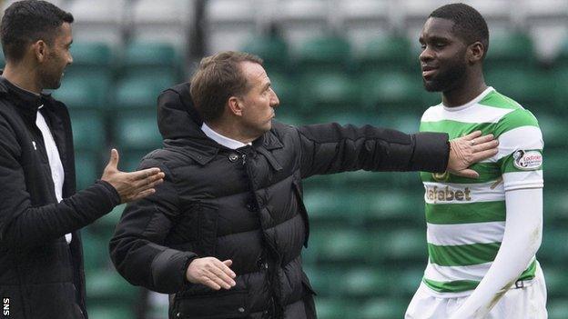 Celtic manager Brendan Rodgers and striker Odsonne Edouard