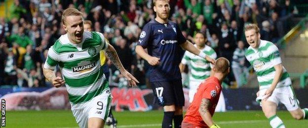 Leigh Griffiths double has given Celtic a narrow lead going into next week's return fixture