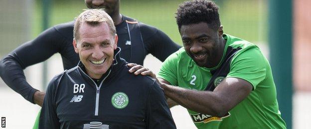 Celtic manager Brendan Rodgers and Kolo Toure